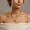 Puffy Heart Layered Necklace Set – Anti Tarnish Gold