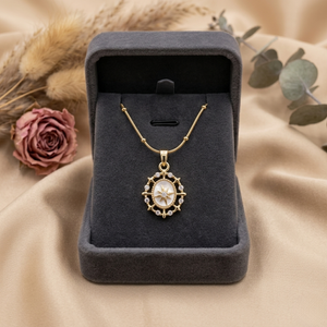 Celestia Compass Pendant Necklace – White & Gold Tone Anti Tarnish Necklace