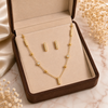 Celeste Crystal Bar Necklace & Earrings Set – Anti Tarnish Gold