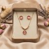 Blush Glow Pink Pendant & Stud Set – Gold Tone Anti Tarnish