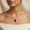 Noir Edge Pendant Necklace – Black Stone Gold Tone Anti Tarnish Necklace