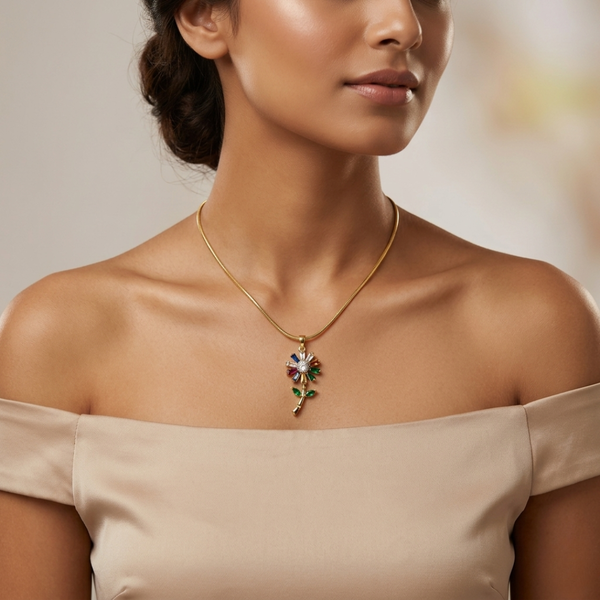 Aurora Rainbow Blossom Necklace – Anti Tarnish Gold