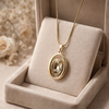 Aveline Oval Crystal Pendant Necklace – Anti Tarnish Gold Statement Necklace