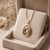 Aveline Oval Crystal Pendant Necklace – Anti Tarnish Gold Statement Necklace