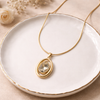 Aveline Oval Crystal Pendant Necklace – Anti Tarnish Gold Statement Necklace