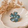 Aurelia Blue Flower Bloom Statement Ring – Anti Tarnish Gold Adjustable Ring