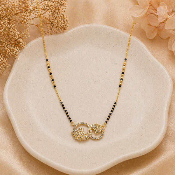 Aelira Twin Glow Mangalsutra Necklace – Anti Tarnish Gold