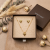 Golden Heart Gift Set with Box – Anti Tarnish Pendant & Earrings