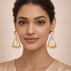 Blush Pearl Geometric Drop Earrings for Women – Anti-Tarnish Gold