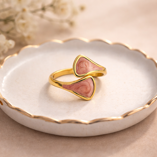 Demi Double Enamel Bypass Ring – Anti-Tarnish Gold