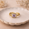 Mare Starfish Enamel Chain Ring in Lavender – Anti-Tarnish Gold