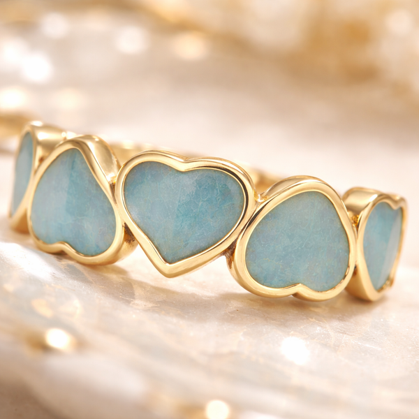 Ciel Blue Heart Band Ring – Anti-Tarnish Gold