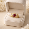 Carnelian Rope Triple Band Ring – Anti Tarnish Gold