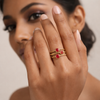 Red Stone Layered Wrap Ring – Anti Tarnish Gold Adjustable