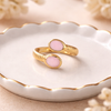 Blush Oval Open Ring – Anti Tarnish Gold Adjustable