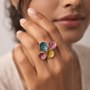 Multi Colour Statement Ring – Anti Tarnish Gold Adjustable