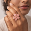 Bloom Pink Flower Enamel Ring – Anti-Tarnish Gold
