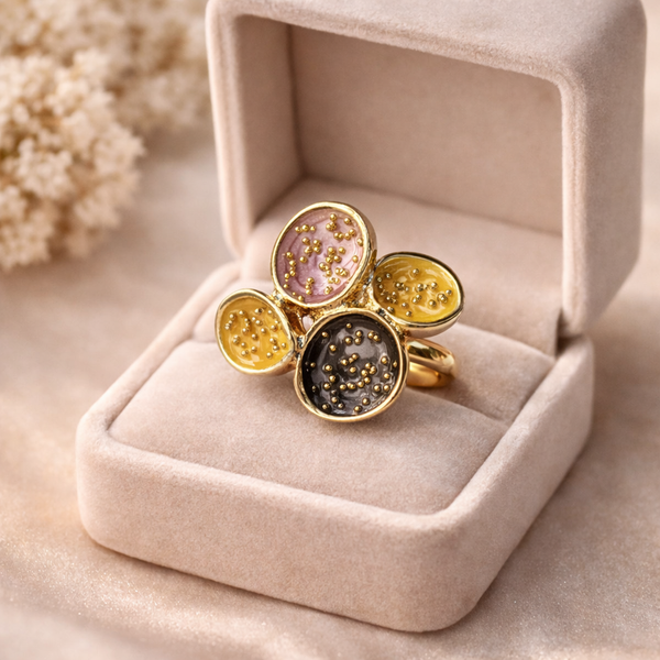 Gaia Gold Bead Cluster Ring – Anti-Tarnish Gold
