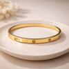 Minimal Crystal Screw Bangle – Anti Tarnish Gold Bracelet