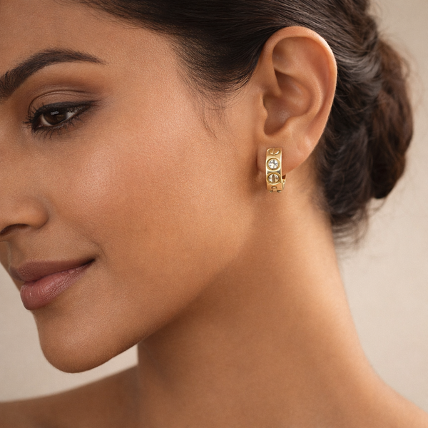 Screw Detail Hoop Earrings – Anti Tarnish Gold
