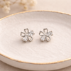 Butterfly & Floral Stud Earrings Set – Anti Tarnish Silver Combo (Set of 3)