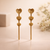 Trio Heart Bar Drop Earrings – Anti Tarnish Gold