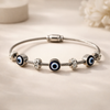 Evil Eye Wire Bangle – Anti-Tarnish Silver