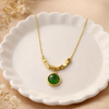 Jade Stone Cube Chain Necklace – Anti-Tarnish Gold