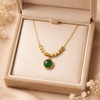 Jade Stone Cube Chain Necklace – Anti-Tarnish Gold