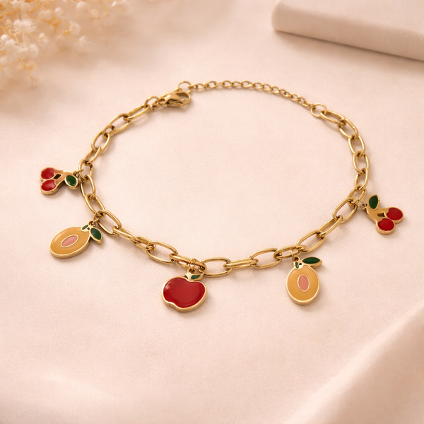 Fruit Charm Bracelet – Anti Tarnish Gold Playful Chain
