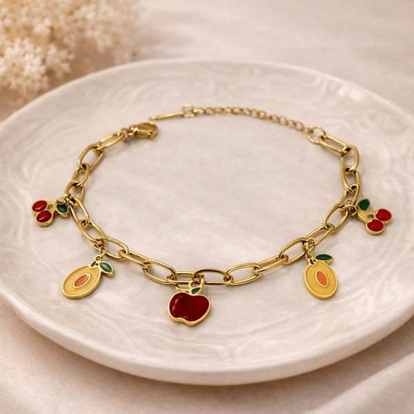 Fruit Charm Bracelet – Anti Tarnish Gold Playful Chain