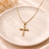 Cove Crystal Cross Necklace – Anti-Tarnish Gold