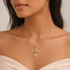 Cove Crystal Cross Necklace – Anti-Tarnish Gold