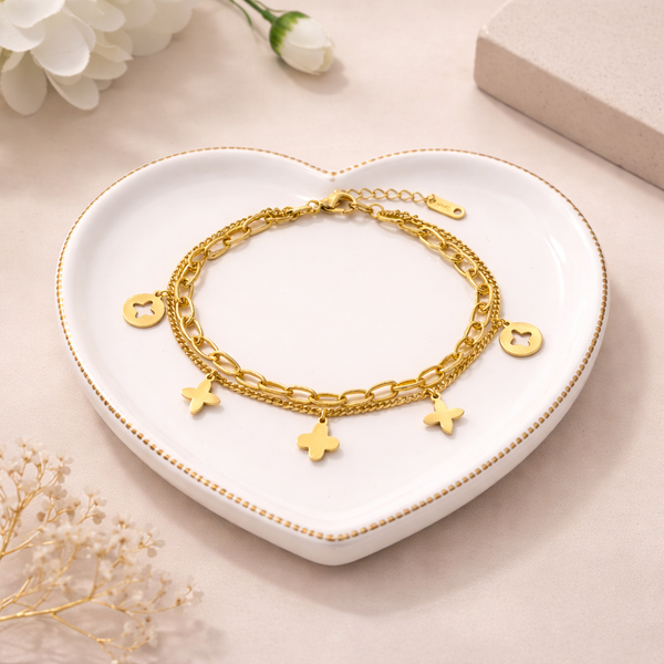 Flutter Double Chain Bracelet – Anti-Tarnish Gold