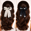 Embroidered Bow Hair Clip – Dual Tone Black & White