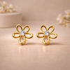 Gold Flower Stud Earrings for Women – Anti-Tarnish Gold