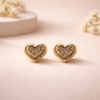 Gold Crystal Heart Stud Earrings for Women – Anti-Tarnish Gold