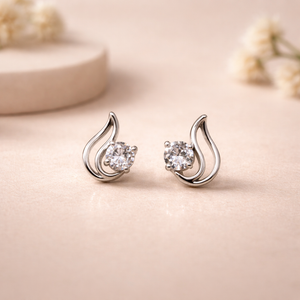 Aria Wave Crystal Stud Earrings – Anti-Tarnish Silver