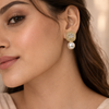 Pearl Cushion Drop Earrings – Anti-Tarnish Gold