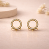 Halo Circle Crystal Stud Earrings – Anti-Tarnish Gold
