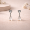 Mira Moonstone Fan Drop Earrings – Anti-Tarnish Silver