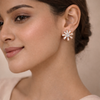 Daisy Baguette Stud Earrings – Anti-Tarnish Rose Gold