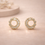 Raya Baguette Circle Stud Earrings – Anti-Tarnish Gold