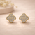 Clover Pave Crystal Stud Earrings – Anti-Tarnish Gold