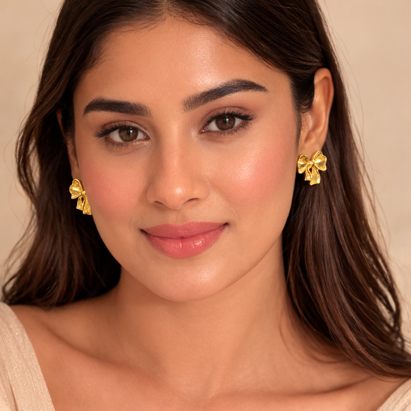 Bette Bow Stud Earrings – Anti-Tarnish Gold