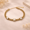 Cleo Pearl Square Curb Bracelet – Anti-Tarnish Gold