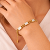 Cleo Pearl Square Curb Bracelet – Anti-Tarnish Gold
