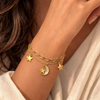 Stella Double Chain Moon Bracelet – Anti-Tarnish Gold