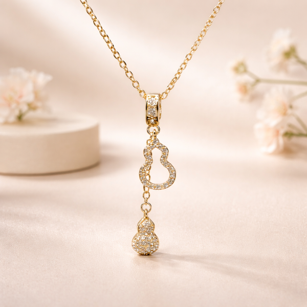 Gourd Crystal Pendant Necklace – Anti-Tarnish Gold