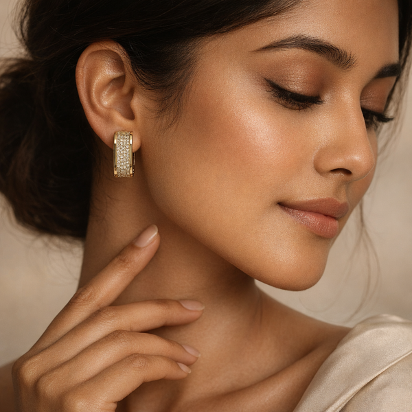 Reign Pave Huggie Hoop Earrings – Anti-Tarnish Gold